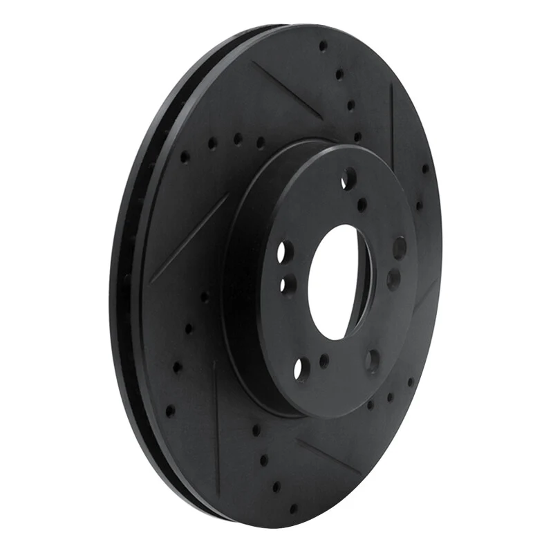 R1 06-15 Honda Civic Front Right Drilled & Slotted Black Brake Rotor