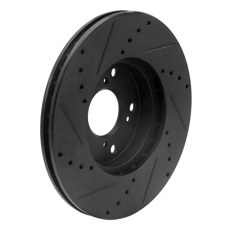 R1 06-15 Honda Civic Front Right Drilled & Slotted Black Brake Rotor