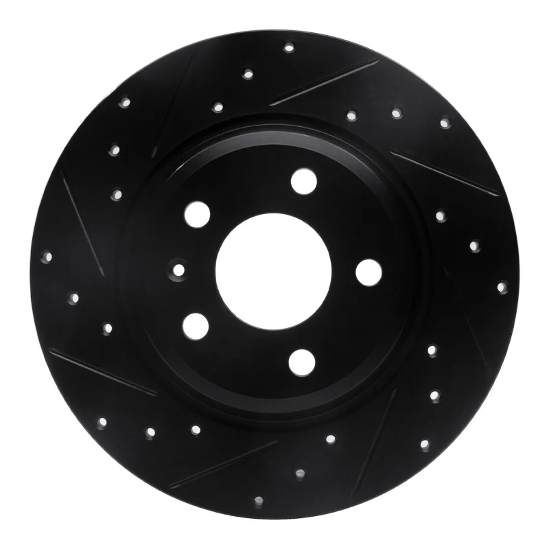 R1 09-25 Audi A4 Left Drilled & Slotted Black Brake Rotor
