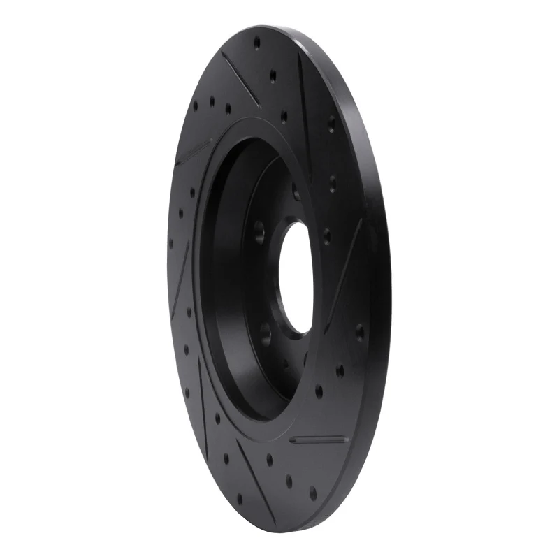 R1 09-25 Audi A4 Left Drilled & Slotted Black Brake Rotor