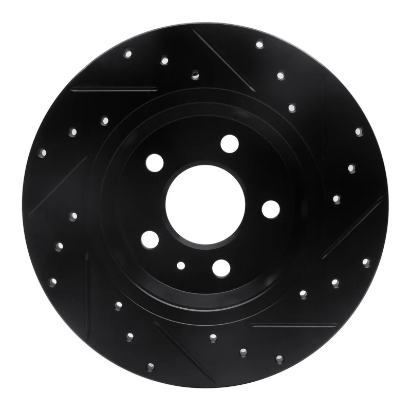 R1 09-25 Audi A4 Left Drilled & Slotted Black Brake Rotor