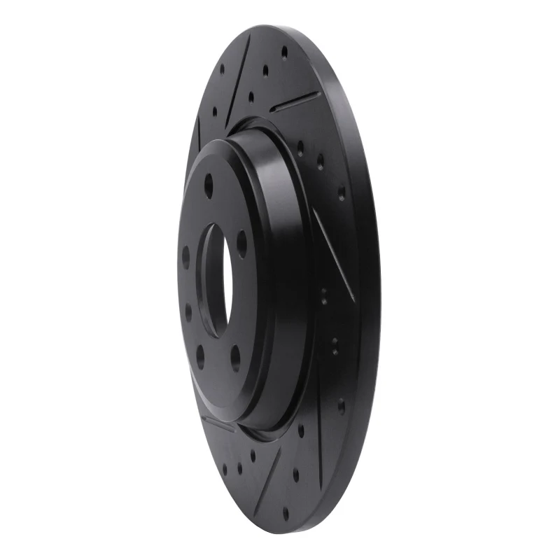 R1 09-25 Audi A4 Left Drilled & Slotted Black Brake Rotor