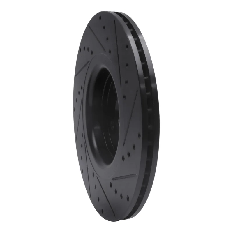 R1 14-18 Ford Focus ST Front Left Drilled & Slotted Black Brake Rotor