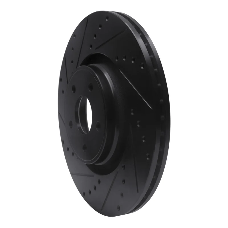 R1 14-18 Ford Focus ST Front Left Drilled & Slotted Black Brake Rotor