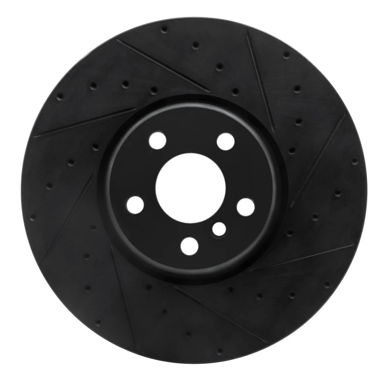 R1 16-25 BMW 230I xDrive Right Front Drilled & Slotted Black Brake Rotor