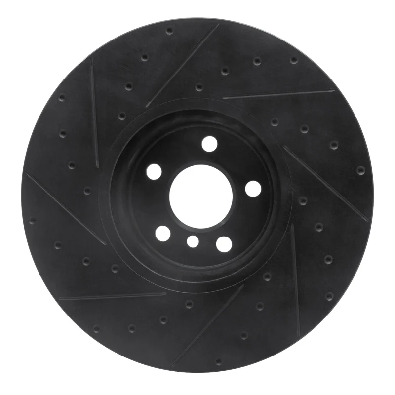 R1 16-25 BMW 230I xDrive Right Front Drilled & Slotted Black Brake Rotor