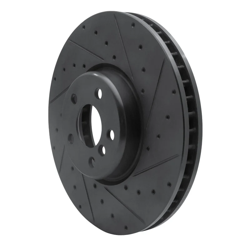 R1 16-25 BMW 230I xDrive Right Front Drilled & Slotted Black Brake Rotor