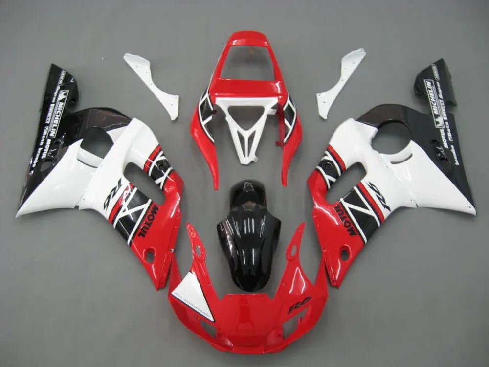1998-2002 YAMAHA YZF-R6 Rödvita svarta racingmässor generiska