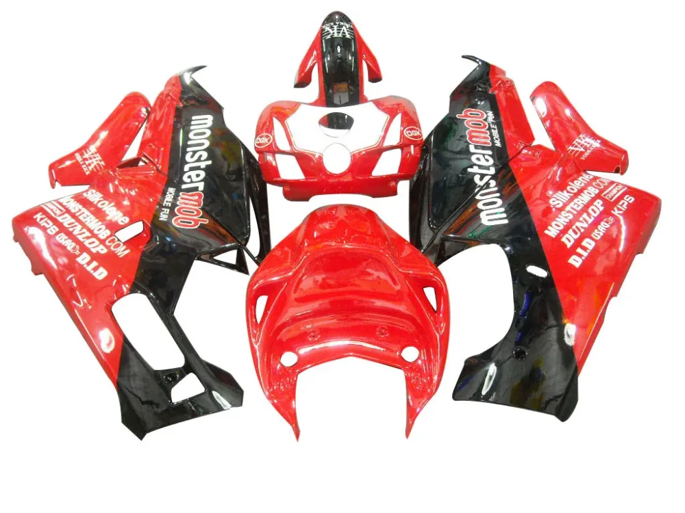 2003-2004 Ducati 999 Röd & Svarta Monster Mob Racing-kåpor (generiska)