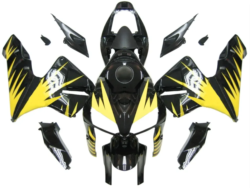 2005-2006 Honda CBR 600 RR Svart & Generiska gula Tribal Racing-kåpor