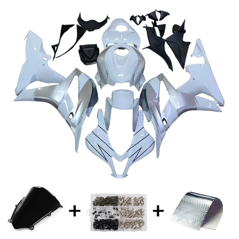 2007-2008 Honda CBR 600 RR Silver & Vita Repsol Racing-kåpor Generiska