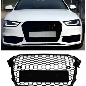 2013 2014 2015 2016 Audi A4 S4 B8.5 RS4 Style Mesh Front Bumper Grille Grill Gloss Black