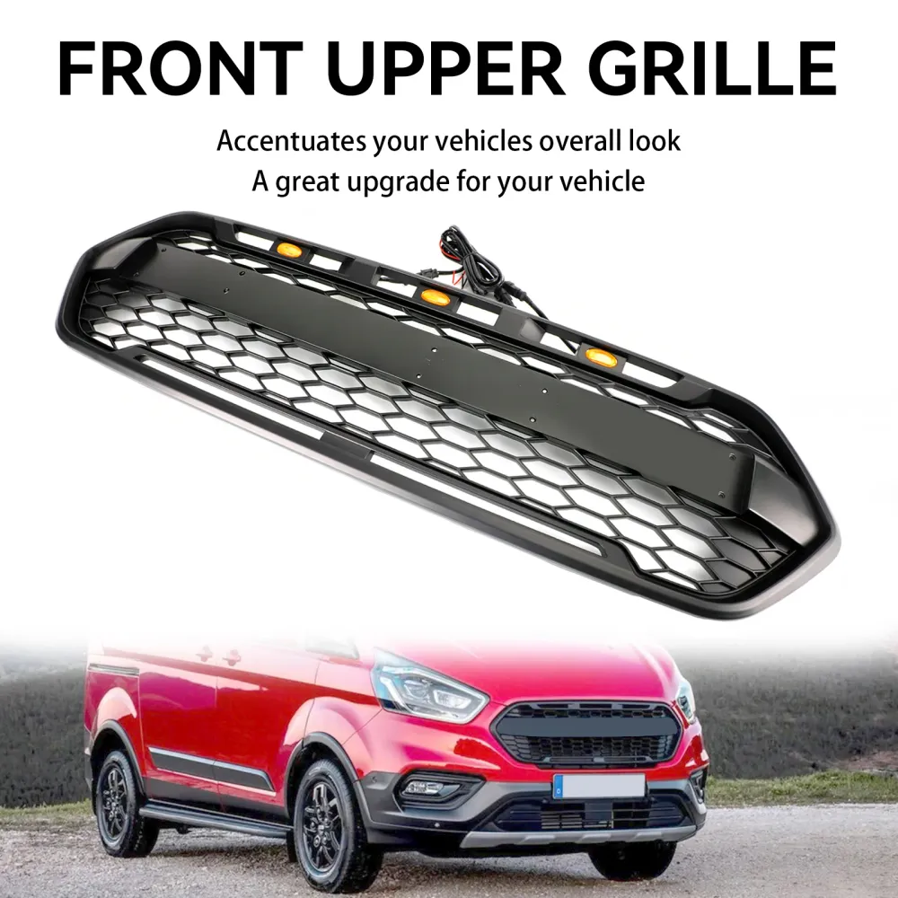 2018 2019 2020 2021 2022 2023 Ford Transit Custom Raptor Style Trail med 3LED matt svart främre stötfångargaller