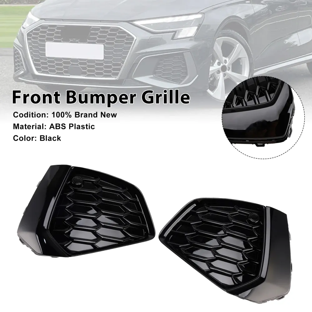 Audi A3 S-line 2021-2023 Black Front Honeycomb Dimljus Grillskydd