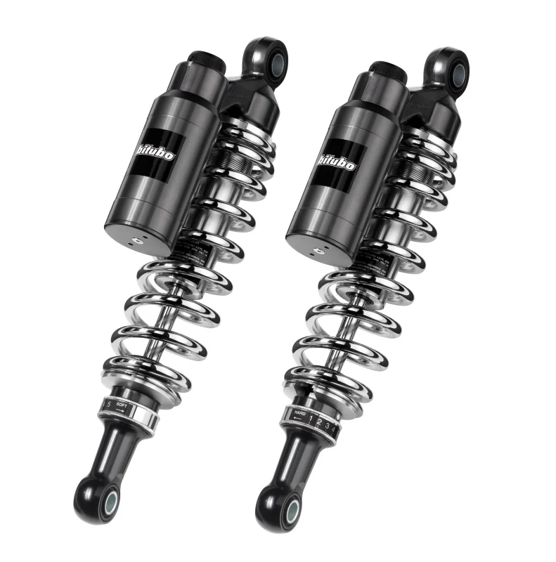 Bitubo WMT0 Twinshocks Adj.: Spring Preload, Reb., Comp., Length 356mm, Piggyback Tank, Chr Edition