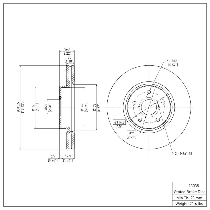 DFC 15-21 Subaru WRX Front Brake Rotor