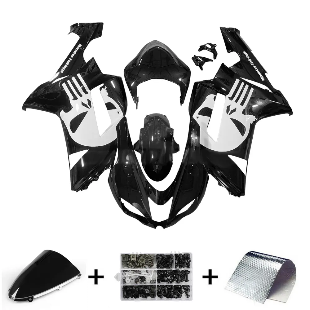 Injection Fairing Kit Bodywork Plast ABS passform för Kawasaki ZX6R 636 2007-2008