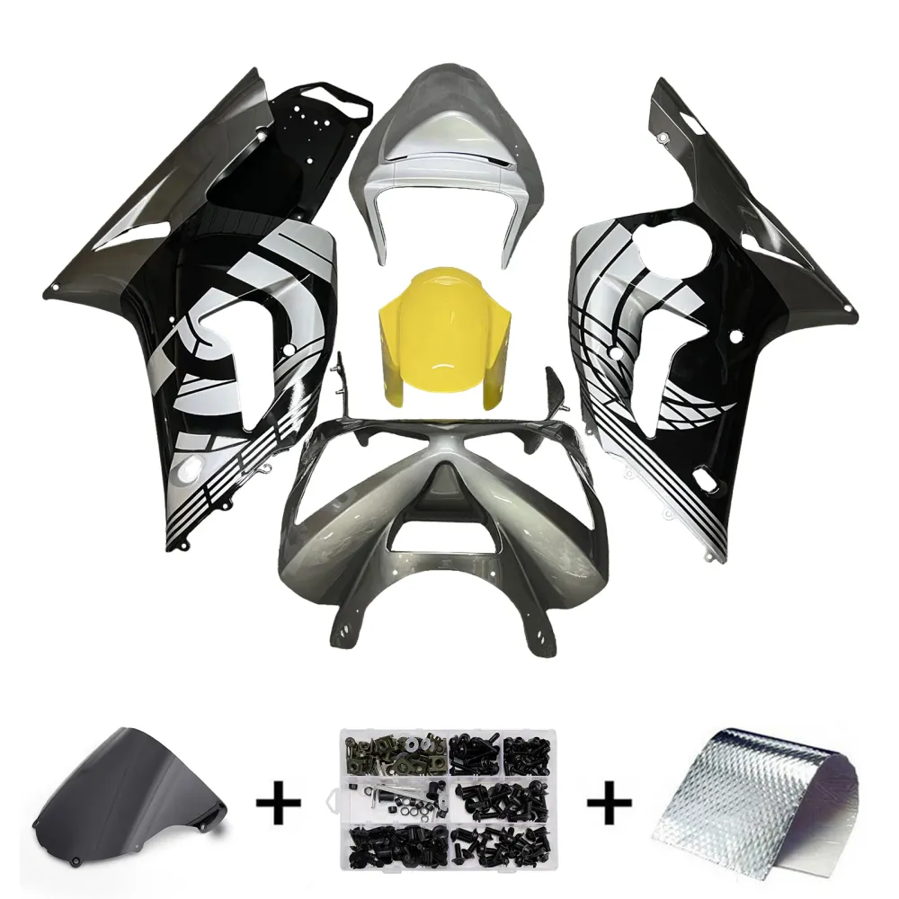 Injection Fairing Kit Bodywork Plast ABS passform för Kawasaki ZX6R 636 2003-2004