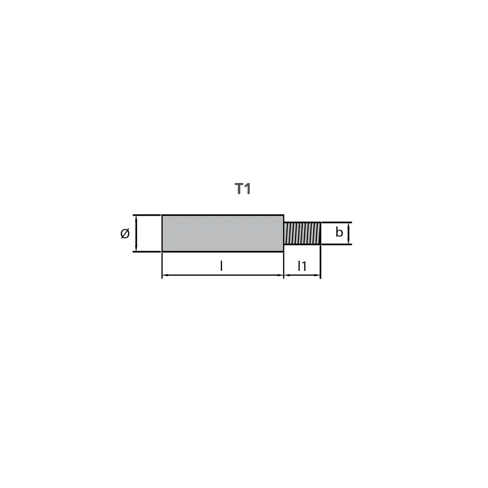Magnesiumanod Volvo Penta, typ pencil anode Ø15 L.40, 7/16" UNC, VP 832989