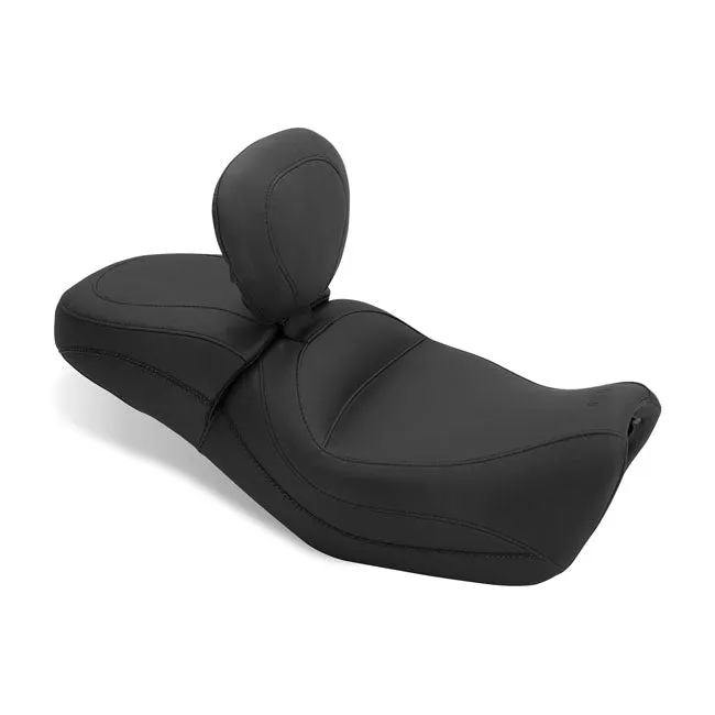 Mustang Standard Touring 2-Up Sadel med Ryggstöd till Harley
