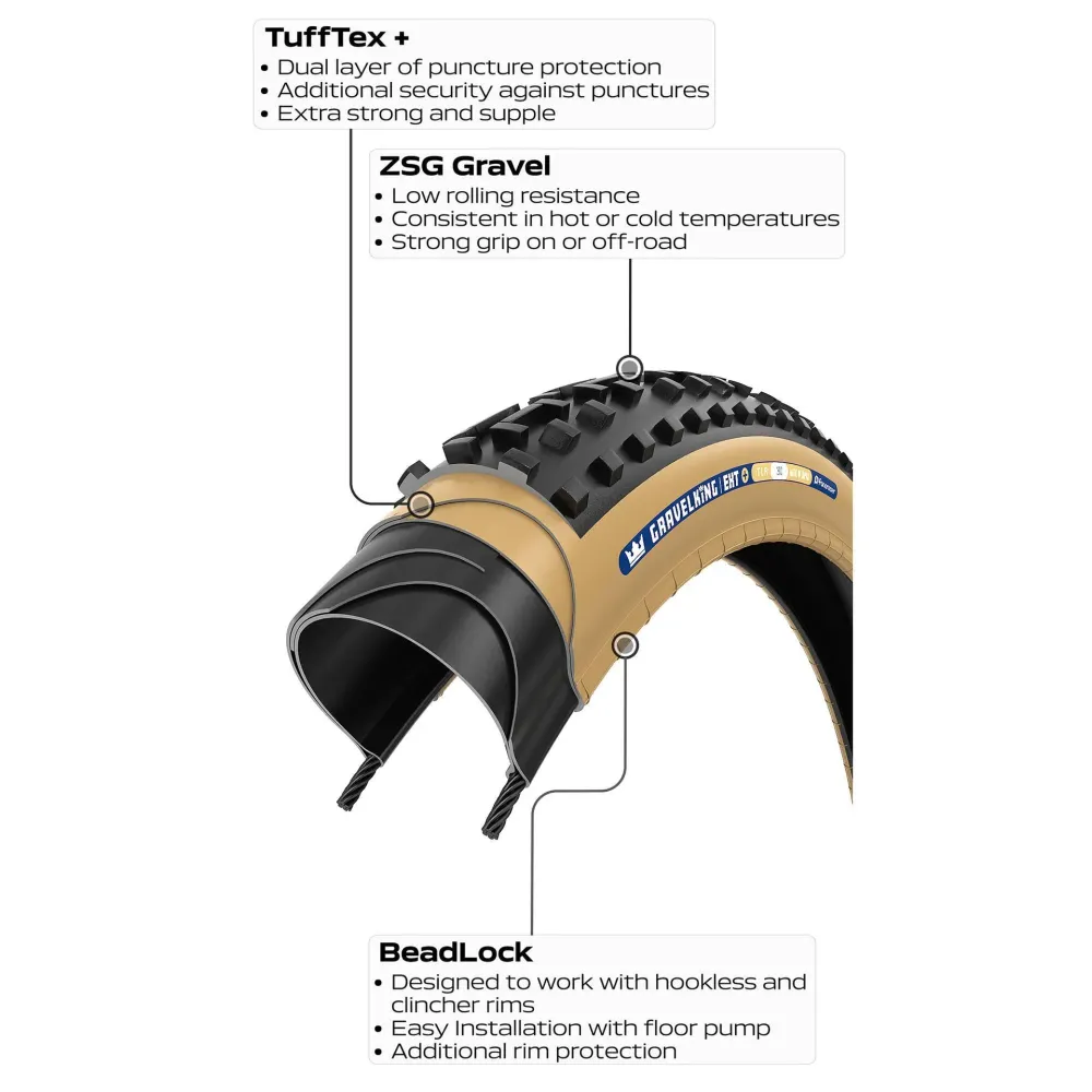 PANARACER GRAVELKING EXT+ TLR 700x38c Tubeless Ready Svart däck