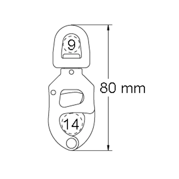 Ronstan triggersnap skothake litet öga, br.styrka 2000kg 80 mm