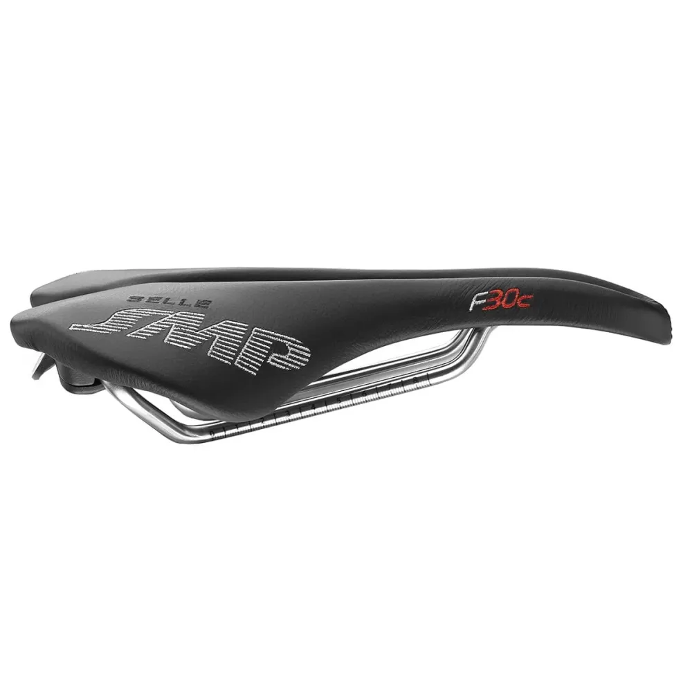 SMP F30C Sadel 150 mm bred Svarta skenor i rostfritt stål