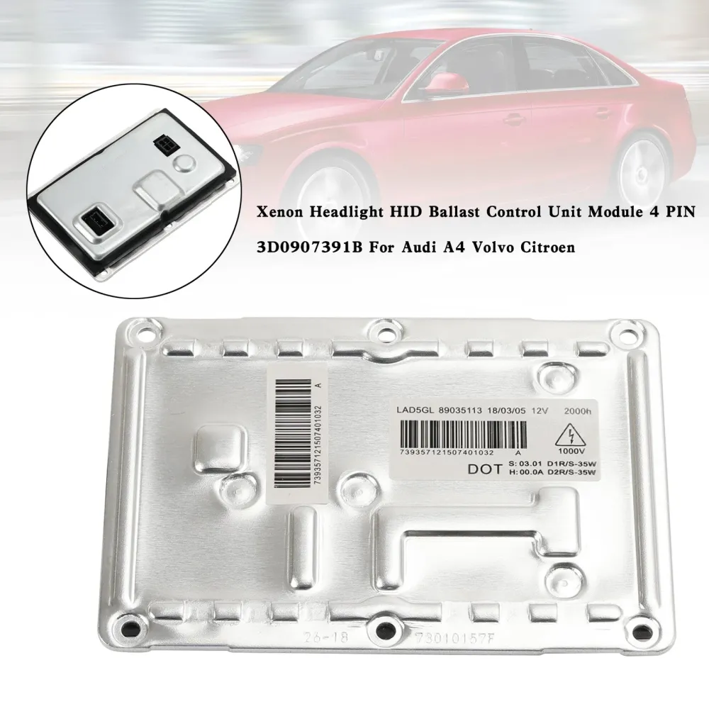 Strålkastare HID Ballast Control Unit Module 4 PIN 3D0907391B För Audi A4 Volvo