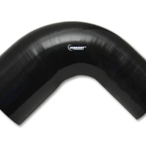 Vibrant 1.5in ID x 2in ID x 4in Long Gloss Black Silicone 90 Degree Transition Elbow
