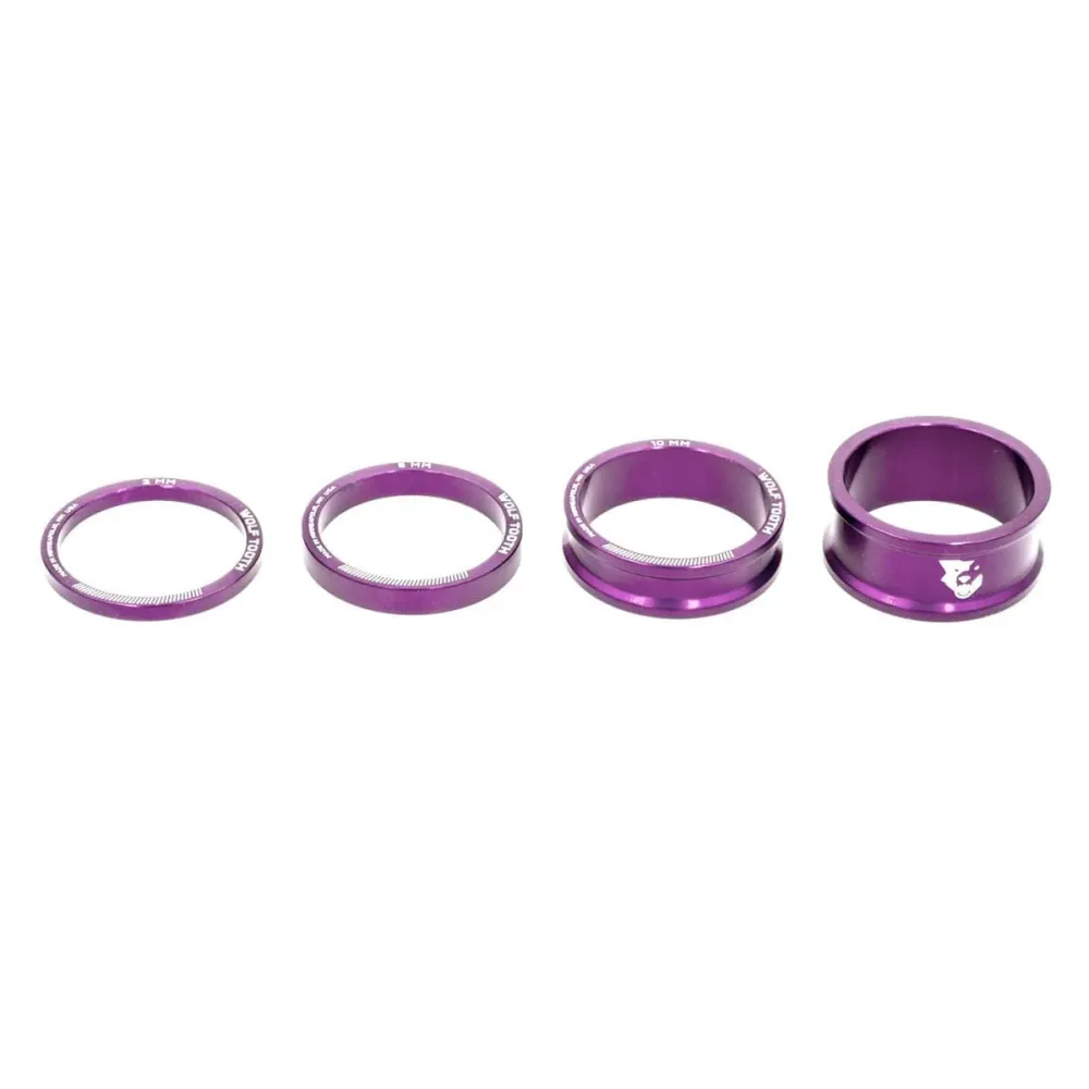 WOLF TOOTH Aluminium Headsetdistanser 4 delar 1"1/8 Lila