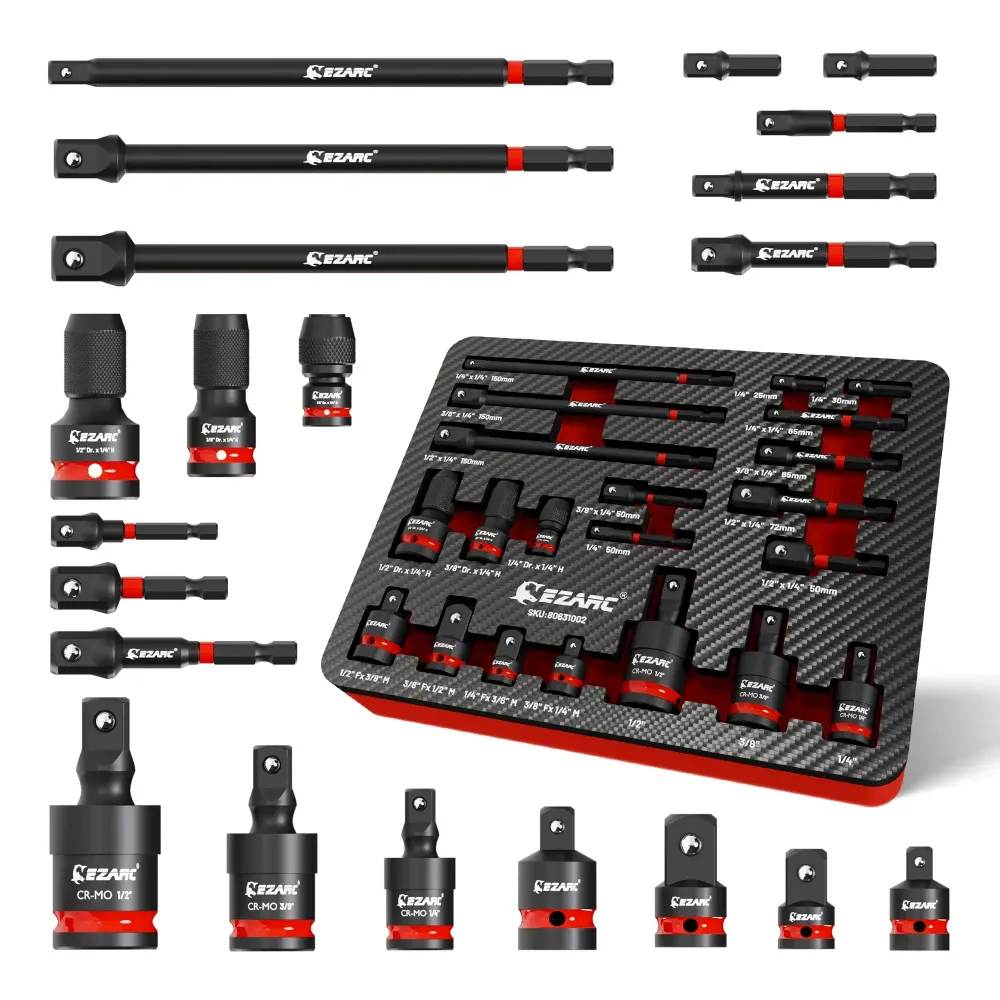 21-delars Professionellt Hylsadapter Set - CR-MO Universal Svängbar Hylsa & Impact Kopplingar