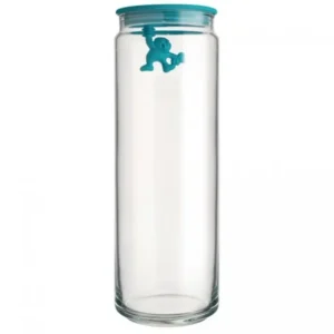 Alessi Förvaringsburk GIANNI 2 l, blått lock, glas