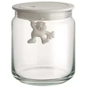 Alessi Köksförvaringsburk GIANNI 700 ml, vitt lock, glas