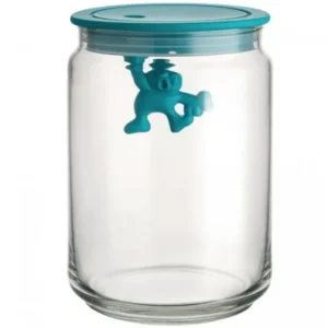 Alessi Köksförvaringsburk GIANNI 900 ml, blått lock, glas