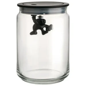 Alessi Köksförvaringsburk GIANNI 900 ml, svart lock, glas