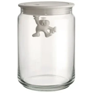 Alessi Köksförvaringsburk GIANNI 900 ml, vitt lock, glas