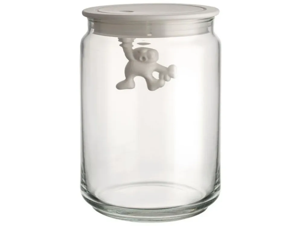 Alessi Köksförvaringsburk GIANNI 900 ml, vitt lock, glas
