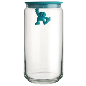 Alessi Köksförvaringsburk GIANNI 1,4 l, blått lock, glas