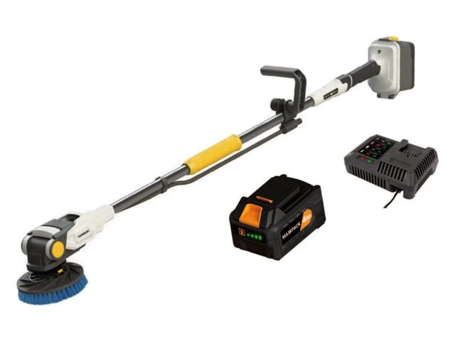 Batavia, TwinBrush 18V Batteridriven tvättborste med blå borste - inkl. 4 Ah batteri och laddare