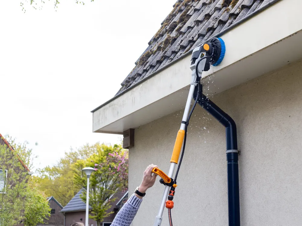 Batavia, TwinBrush 18V batteridriven tvättborste med blå, svart och grå borste - utan batteri och laddare