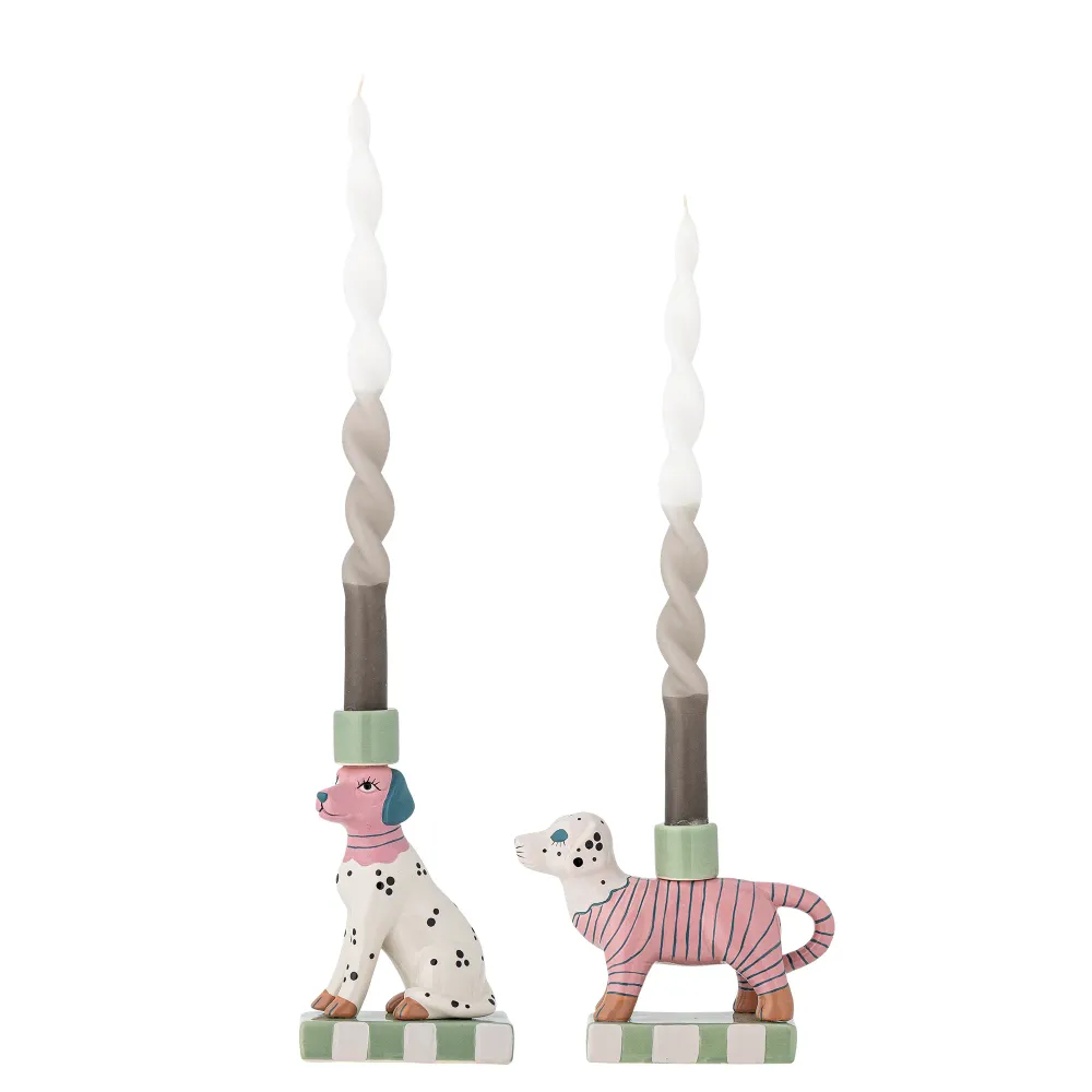 Bloomingville Doglie Ljusstake, Rosa, Stengods