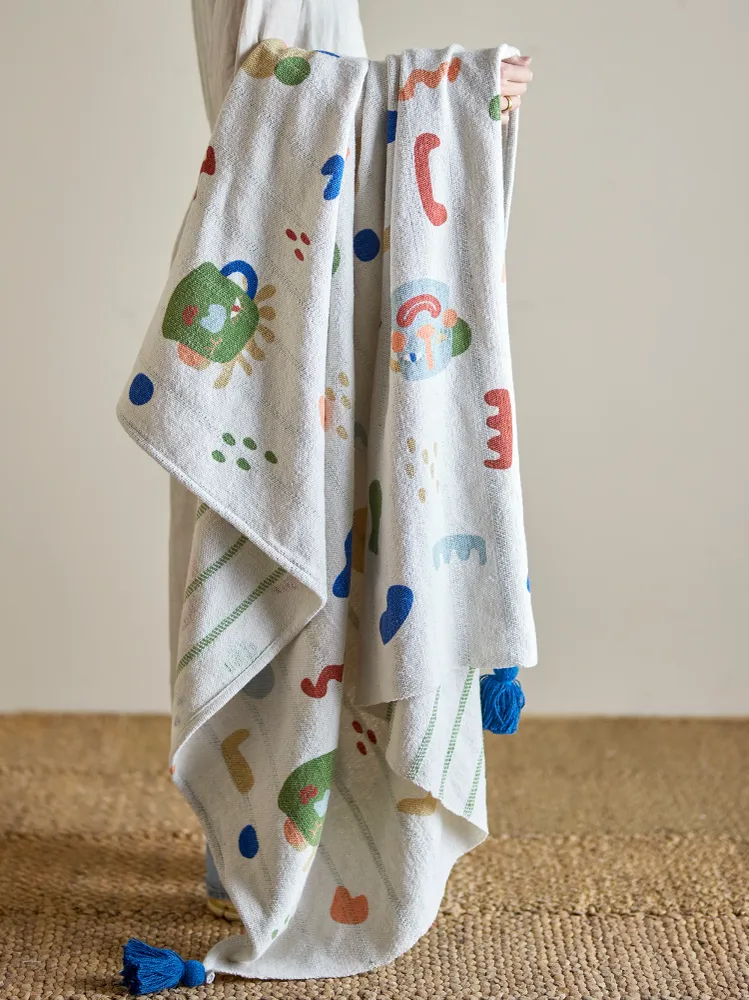 Bloomingville Mini Sylvie Pläd, Multi, Återvunnen Bomull