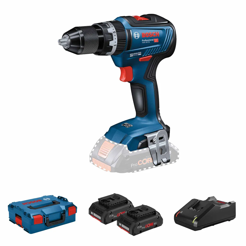 Bosch GSB 18V-55 4Ah ProCORE Batteridriven borrskruvdragare