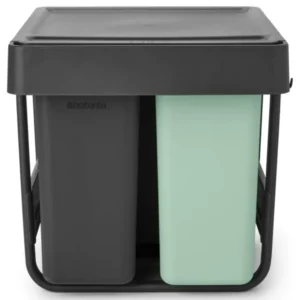 Brabantia Inbyggd avfallstunna SORT & GO 2x 10 l + 1x 20 l, mörkgrå / jadegrön, plast