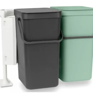 Brabantia Inbyggd soptunna SORT & GO 2 x 16 l, grå/grön
