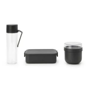 Brabantia Matlåda, lunchburk och vattenflaska i set MAKE & TAKE mörkgrå