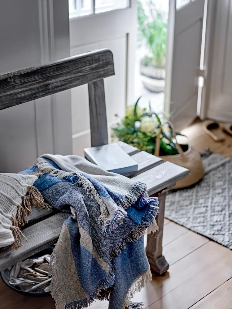 Creative Collection Maji Pläd, Blå, Återvunnen Bomull