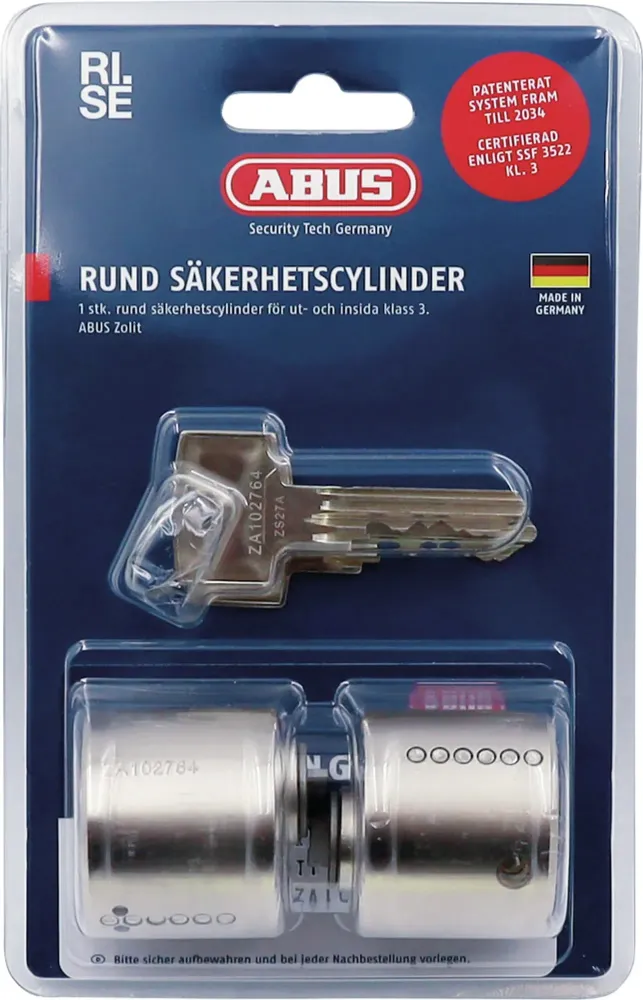 CYLINDER RUND SSF3 ABUS ZOLIT 1 SET MED 3 NYCKLAR