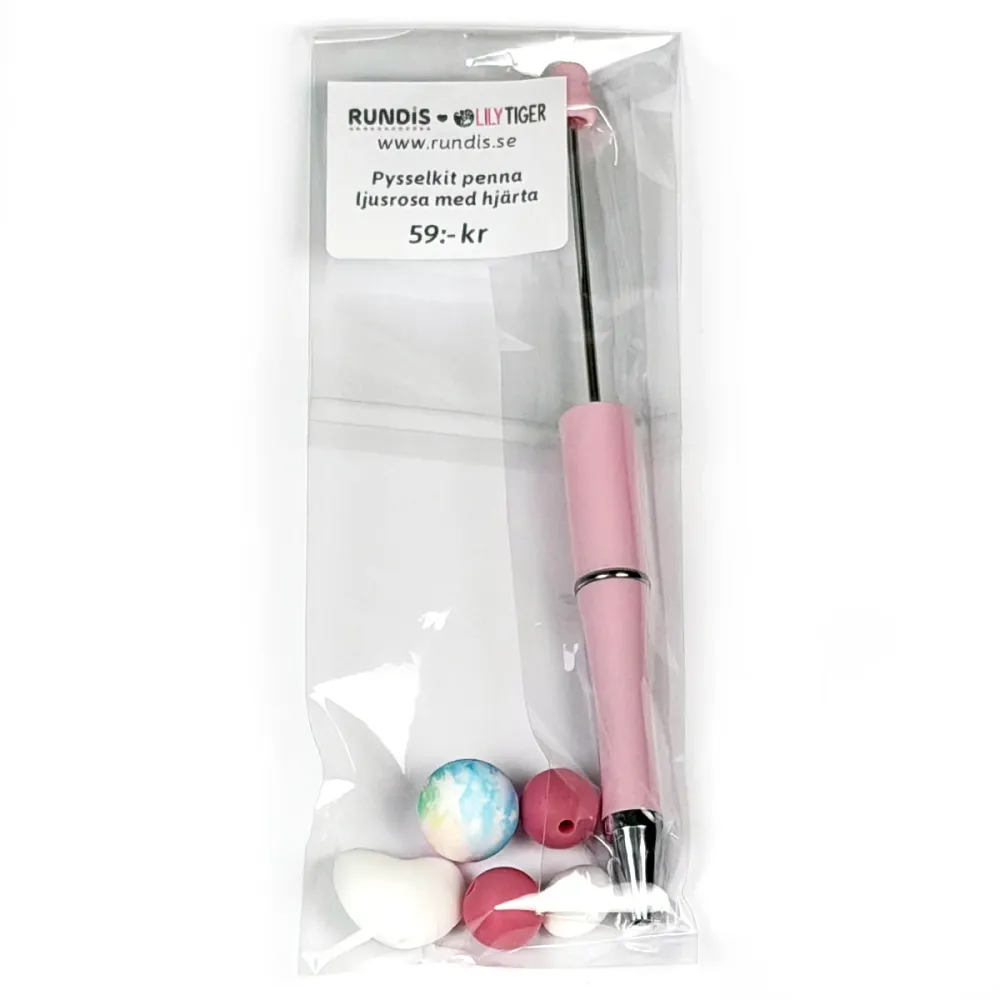 DIY-kit penna "hjärta vit/rosa"