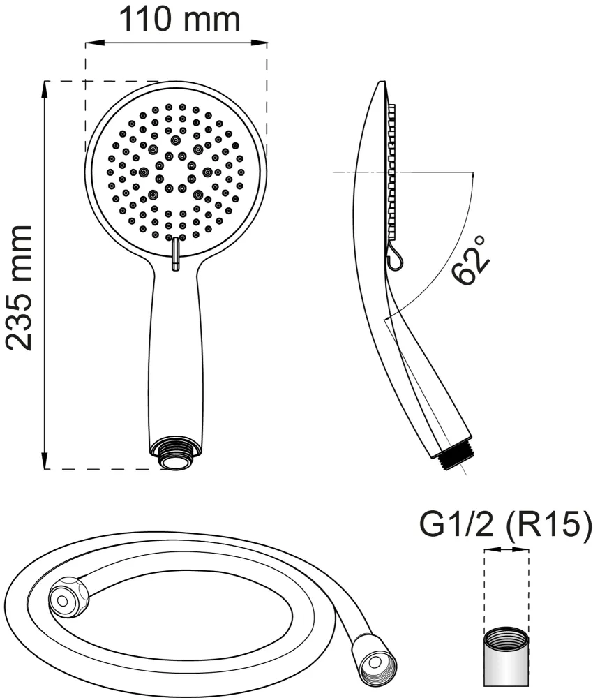 DUSCHPAKET DAHLIA 3-SPRAY SVART D110MM